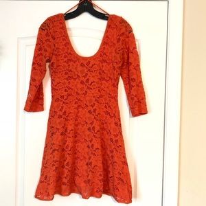 Free people coral lace Mini dress